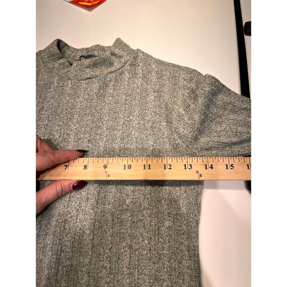 Zara Green Marl Soft Touch Ribbed Knit Flared Hem Midi Dress Size Small - Picture 7 of 9